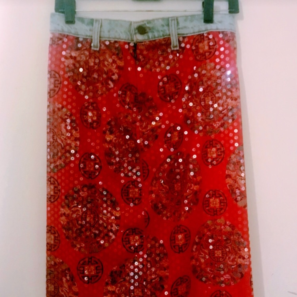 Maxon Sequined Skirt With Bluejean Waistband